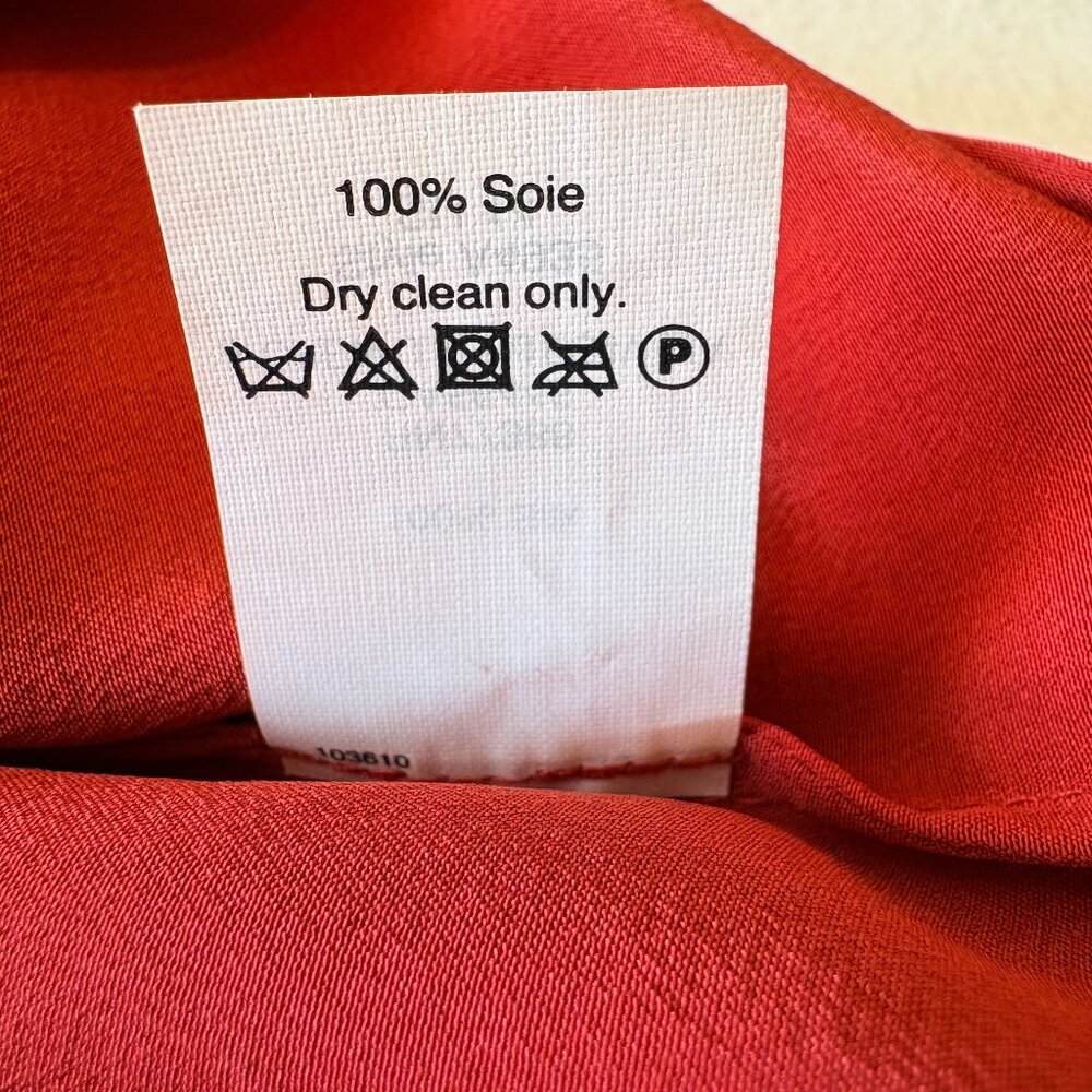 J Crew Hearthstone Rust 100% Silk Short Sleeve Varsity Stripe Tee Size 10 - Picture 4 of 7